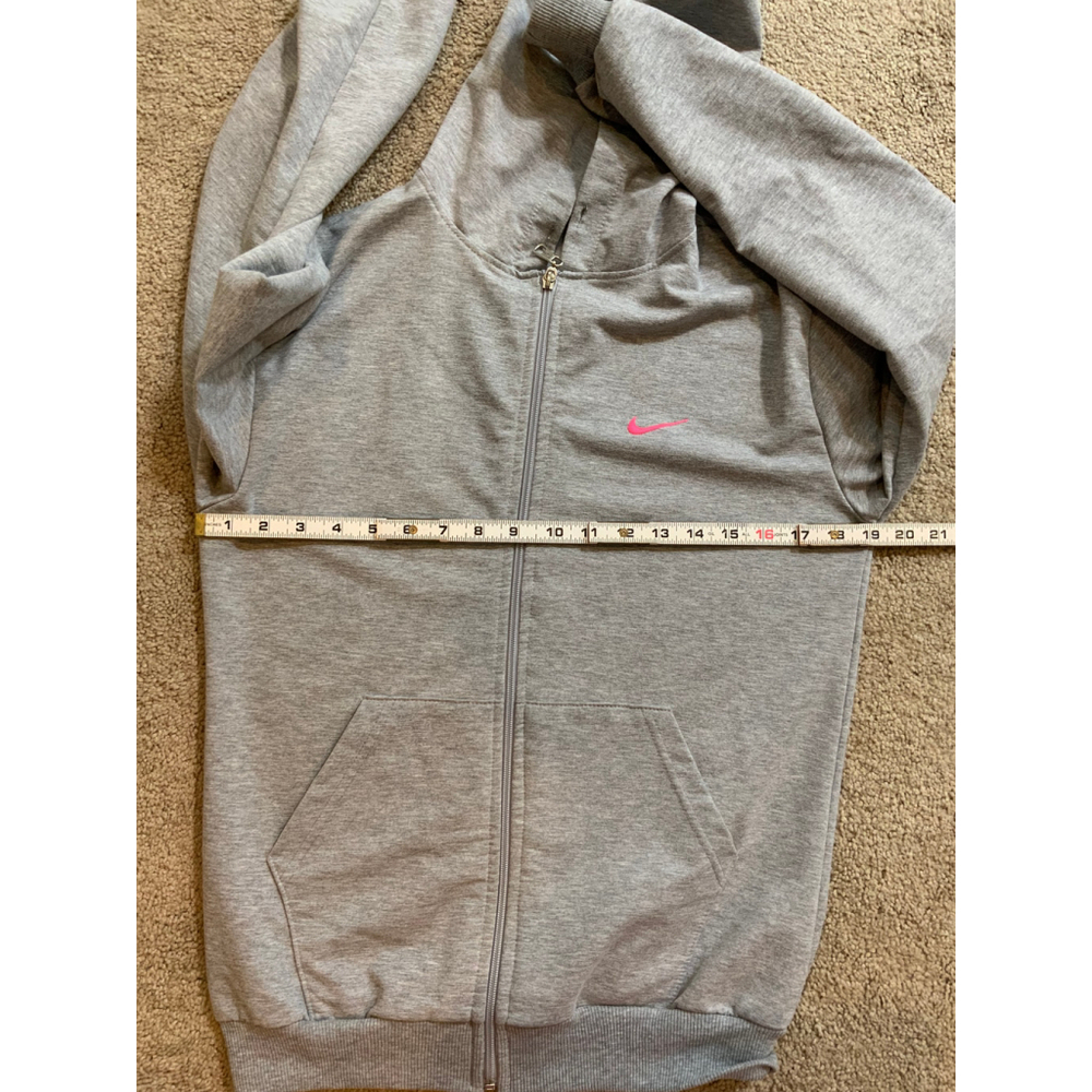 Nike Women's Gray Full Zip Hoodie Size 16 Yas Hot Pink Embroidered Logo Athletic - Picture 8 of 12